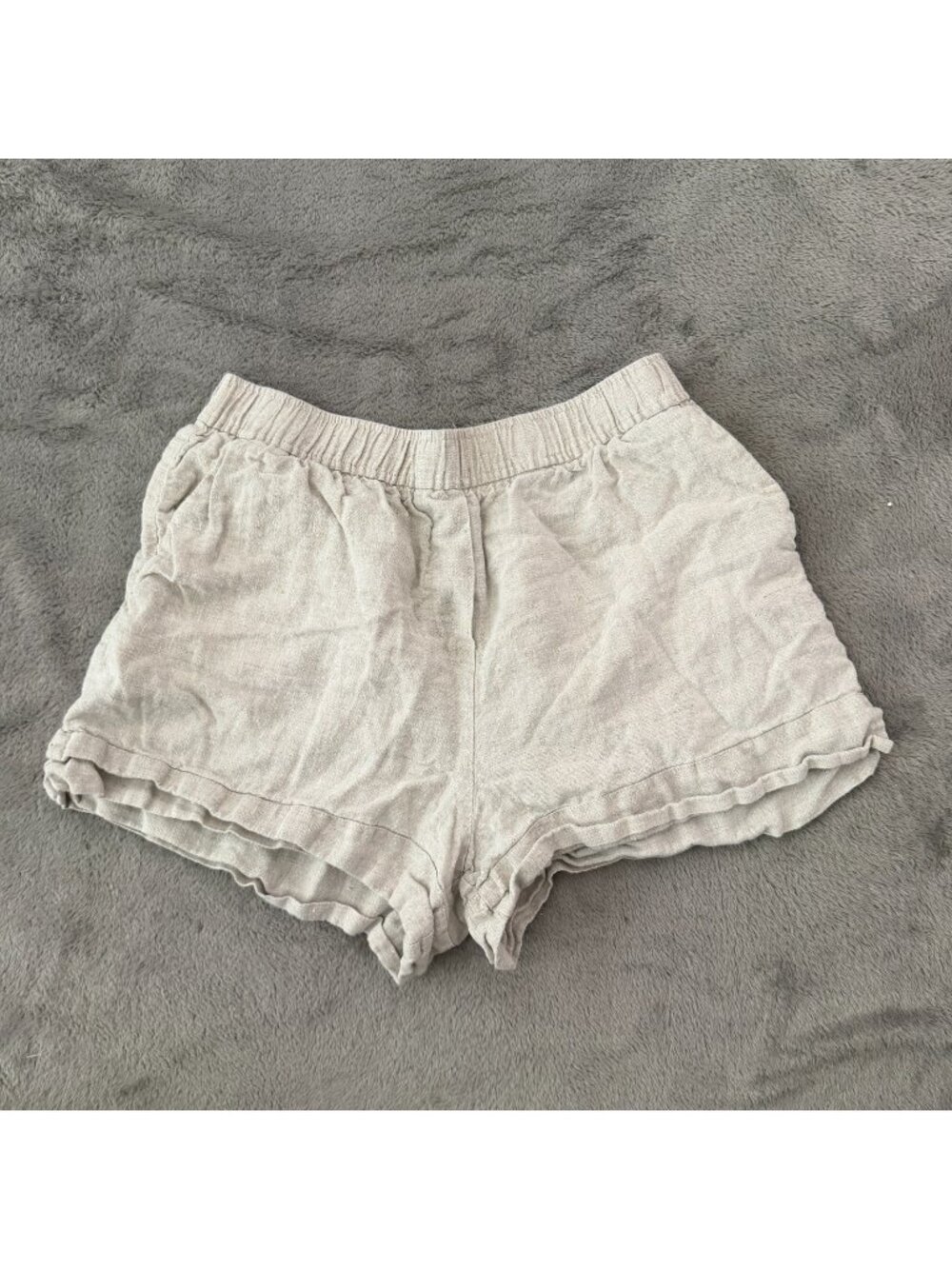 Reformation Khaki 100% Linen Shorts Pull On Womens MEDIUM